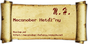 Mecsnober Hetény névjegykártya